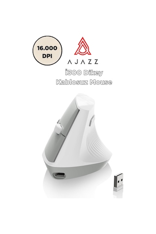 İ300 Kablosuz Ergonomik Dikey Mouse- 84gr-sessiz Tıklama- 57 Açı-16.000 Dpı Diğer