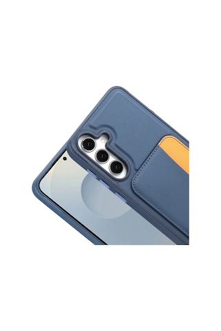 Vendas Galaxy Uyumlu  S25 Fe Kılıf Kartlıklı Zore X-kart Silikon Kapak + Kamera Lens+ Hayalet Ekran Koruyucu Lacivert