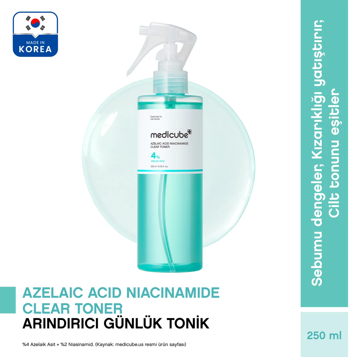 Azelaic Acid Niacinamide Clear Toner 250ml Arındırıcı Tonik