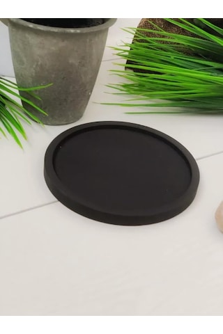 Minimalist Ve Şık Beton Siyah Yuvarlak Tepsi 26 Cm