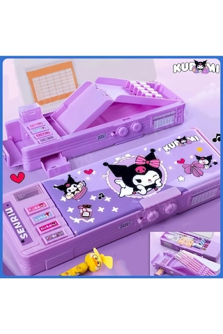 Sanrio Kuromi Çok Fonksiyonlu Şifreli Kalem Kutusu Mor Kuromi Kalemlik Sanrio Kore Tarzı Mor