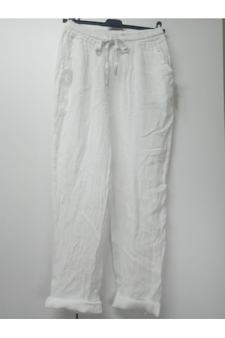 Bohem Stil Kadın Keten Havuç Pantolon-8603 Beyaz
