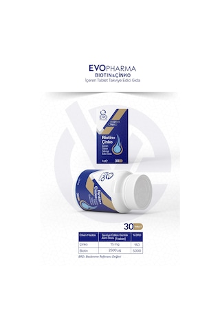 Evo Pharma Biotin Çinko Içeren Takviye Edici Gıda 30 Tablet