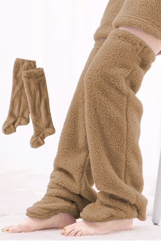 Mulberry Wellsoft Peluş Diz Üstü Ev Çorabı Uzun Çorap SÜTLÜ KAHVE