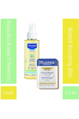 Mustela Baby Massage Oil Nemlendirici Ve Rahatlatıcı Bebek Yağı 100 Ml + Mustela Nourishing Stick With Cold Cream 9,2 Gr