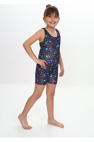 Kız Çocuk Yüzücü Tulum Mayo 5-15 Yaş 11821 Siyah