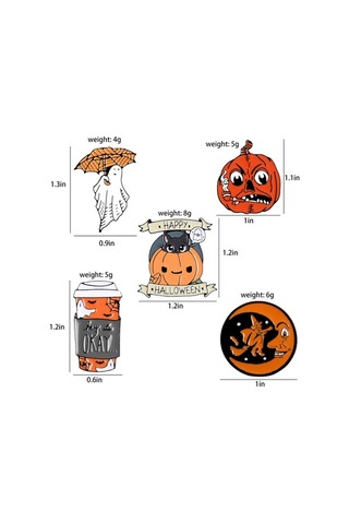 Flybuy Yaka Xz2343 Rozet Kot Karikatür Cadılar Broş Bayramı Aksesuarı Adet 5 Ze Çok Renkli