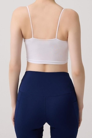 Cottonhill Beyaz Pamuklu İnce Askılı Kadın Crop Top Büstiyer Beyaz