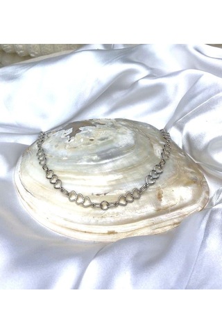 Aşkın Zinciri Gümüş Kaplama Kalp Zincirli Kolye Çok REnkli