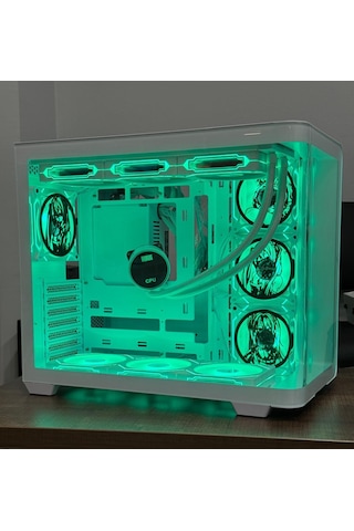 Anime Karakterli 7 Argb Fanlı 360mm Sıvı Soğutmalı 750w 80+ Powerlı Beyaz Akvaryum Kasa