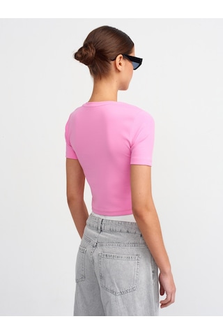 Dilvin Crop T-shirt 101a30124 Pembe