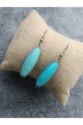 Küpe Otantik Doğal Turkuaz Taşlı Vintage Sallantılı Küpe Kadın Takı Hediye Çok Renkli