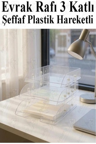 Evrak Rafı 3 Lü Masaüstü 1 Paket Plastik Evrak Rafı Masa Üstü Şeffaf Hareketli A4 Dosya Düzenliyici Kağıt Tepsisi Şeffaf