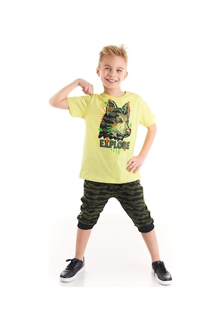 Denokids Mushi Kaşif Kurt Erkek Çocuk T-Shirt Kapri Takım Çok Renkli