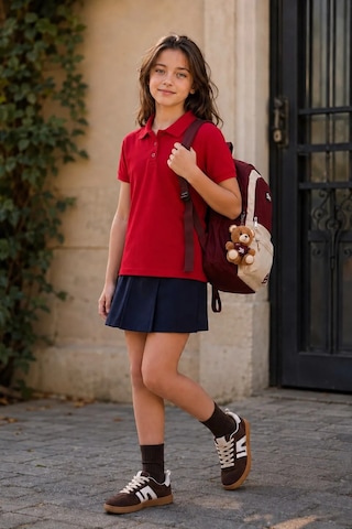 Minigimin Cicileri Polo Yaka Kısa Kol Unisex Çocuk Okul Tşörtü - Kırmızı
