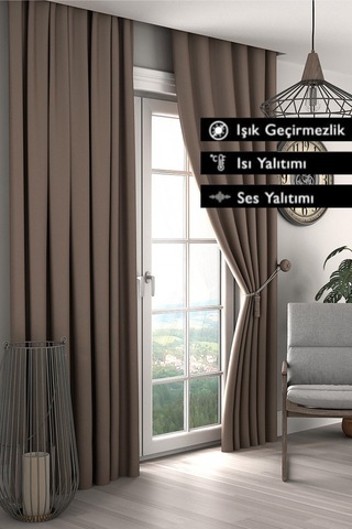 Vizon Blackout Güneşlik Perde, Isı Işık Geçirmez Karartma Güneşlik, Pilesiz Tek Kanat Fon Perde Vizon