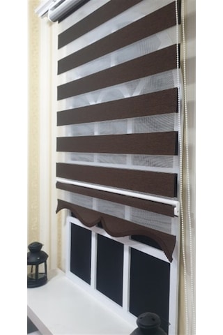Zebra Stor Perde Koyu Kahve Etek Dilimli St 034