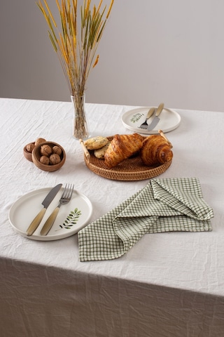 Doku 6'lı Keten Piti Kareli Yeşil Peçete  Piknik Dekorasyonu 40 x 40 cm Yeşil