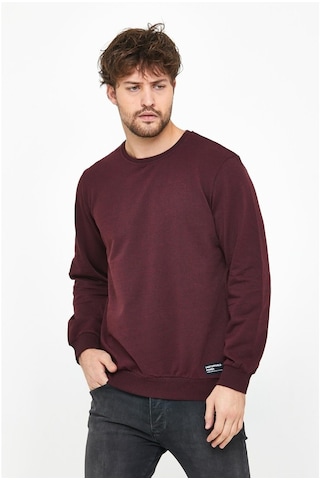 MMetalic Basic Bisiklet Yaka Erkek Sweatshirt Bordo