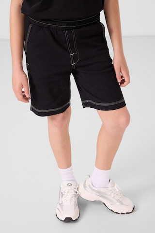 Siyah Pamuklu Oversize Fit Dokuma Hafif Esnek Chino Erkek Çocuk Şort Takım - 11279 Siyah