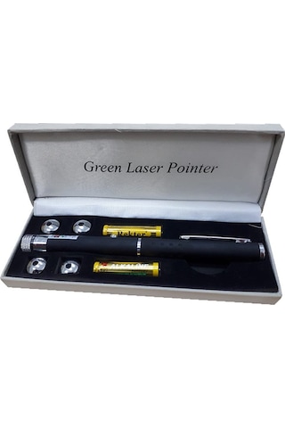 Gp-301 Yeşil Lazer Pointer 100 Mw 10 Km Etkili Kalem Lazer 5 Baş Siyah