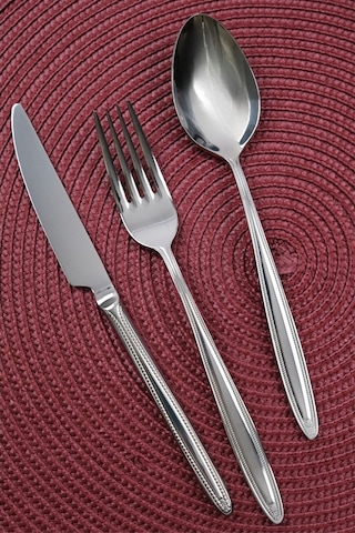 Lugga Sare Yemek Çatal Kaşık Bıçak Takımı 6 Kişilik 18 Parça Gümüş