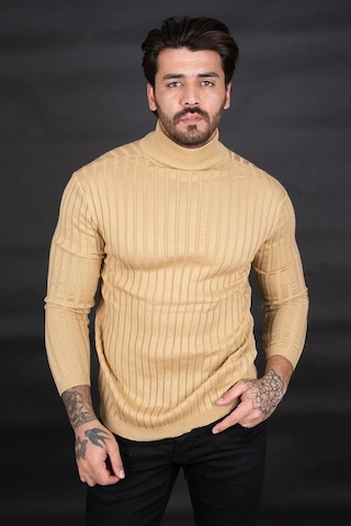 Deepsea Erkek Camel Yarım Balıkçı Örme Kazak 2100017 Camel