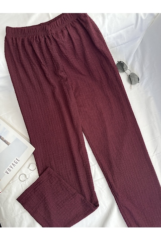 Intive Cool Comfort Waffle Kumaş Pamuklu Nefes Alabilir Basic Yaz Bordo