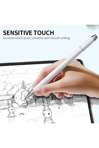 Fastbuy Siyah Metal Dürtme Kalemi, Hassas Dokunmatik, İos/android Uyumlu, 3'ü Bir Arada El Yazısı Kalemi