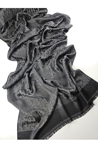 Miorel Scarfs Cd Desen Kaşmir İpek Şal Scarfs Cashmere Shawl Hijab Yeni Sezon Siyah