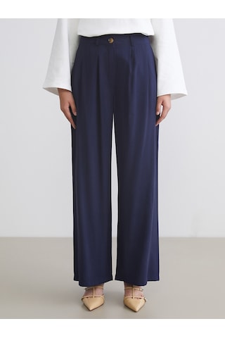 Lcw Modest Lacivert Loose Fit Geniş Paça Kadın Pileli Pantolon