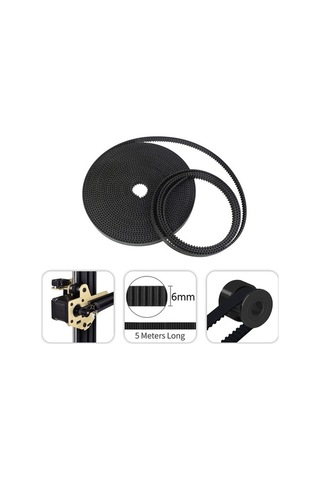 Moly Yunboo Aibecy Gt2 6mm Kauçuk Senkron Kemer 5m + 5x Metal Tekerlek + Anahtar Seti Aksesuar