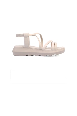 Shoetek Dylla Kadın Sandalet Çapraz Bantlı Bej Deri Bej Cilt Bej