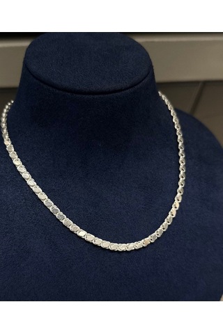 925 Ayar Gümüş Halep Pullu Zincir Kolye 4 Mm