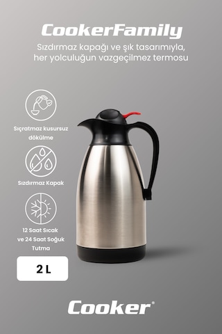 Cooker Classic 2 Litre Paslanmaz Çelik Termos Ckr2006 Gümüş