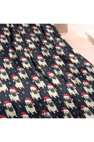 Noel Desenli Bebek Battaniyesi 40x30 İnç, Polar, Yumuşak, Hafif Ve Kalın Noel Pug Baba Noel