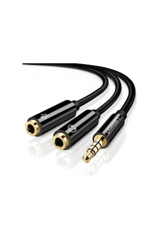 Ugreen 30620 Mikrofon Ve Kulaklık Ayırıcı 3.5Mm Y Kablo Siyah