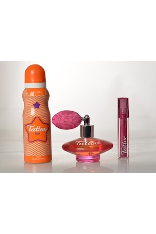 Aromel Tattoo Passion Parfüm EDT 50 ML + Tattoo Star Deodorant 125 ML + Lip Gloss