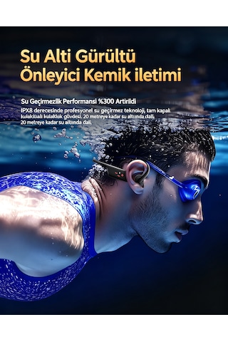 Tekoo Kemik İletimli Ipx8 Su Geçirmez Bluetooth 5.4 Kulaklık 32 Gb Dahili Hafızalı Siyah