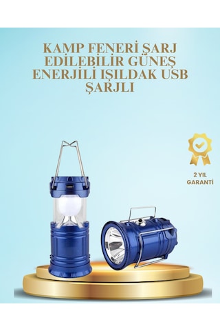 Güneş Enerjili Kızaklı Şarjlı Büyük Boy Kamp Feneri Usb Çıkışlı, Katlanabilir, Çok Fonksiyonlu - Lisinya