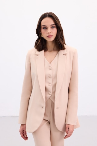 Sateen Düğmeli Klasik Ceket - Bej-136877 Bej