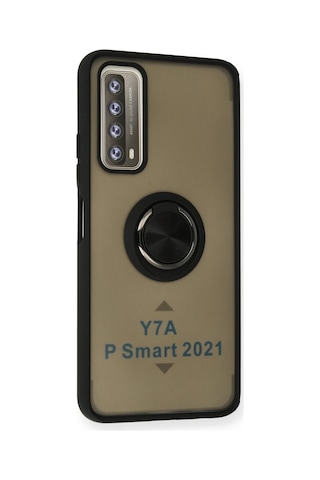 Newface - 99 - Huawei P Smart 2021 Kılıf Montreal Yüzüklü Silikon Kapak - Kmrsfres - - Siyah Sıyah