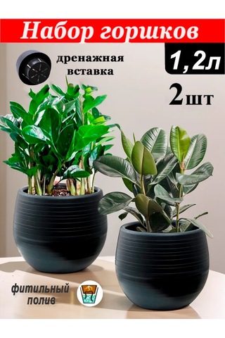 Saburg Çiçek Saksısı Seti 2 Adet, 1,2 Litre Otopompalı Saksı 60807039