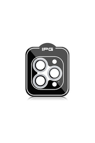 Apple Uyumlu iPhone 14 Pro / Pro Max Ipg Kamera Lens Koruyucu Taşlı - Gümüş