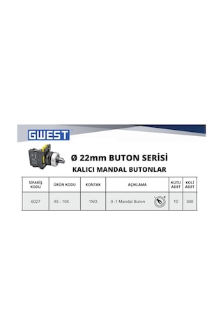 Gwest Kalıcı Mandal Buton A5-10x 6027