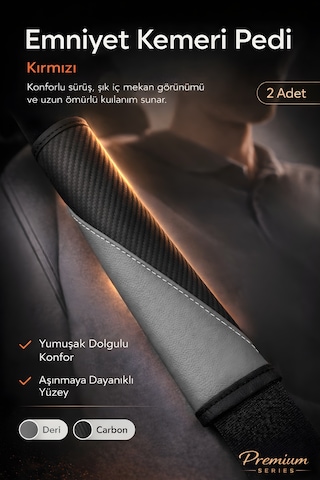 Emniyet Kemeri Kılıfı 2 Adet Deri Carbon Yumuşak Dolgulu Boyun Konfor Emniyet Kemer Pedi - Kmrx4