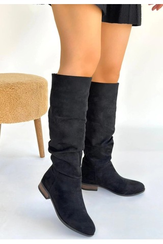Naturalshoess Winda Siyah Süet Körüklü Çizme