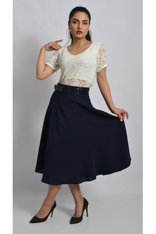 Soralline Kadın Kloş Etek 780 Etamin Lacivert Lacivert