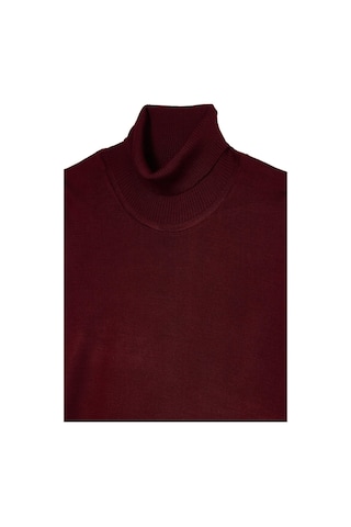 Tudors Slim Fit Tam Boğazlı Yaka Düz Yün Bordo Erkek Triko Kazak-39416 Bordo