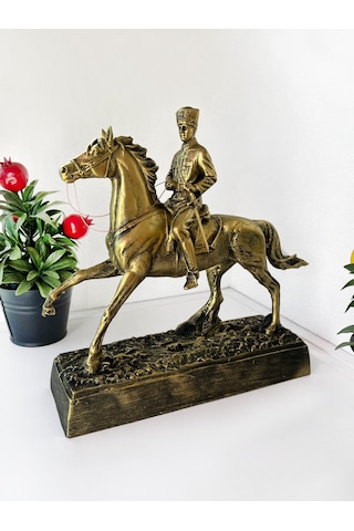 Altın Renkli Atatürk Atlı Biblo Heykeli,dekoratif Atatürk Heykeli